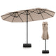 15FT Double-Sided Patio Umbrella, Ultra-Large Twin Garden Umbrella w/ 12-Rib Structure & Hand-Crank System