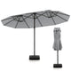 15FT Double-Sided Patio Umbrella, Ultra-Large Twin Garden Umbrella w/ 12-Rib Structure & Hand-Crank System