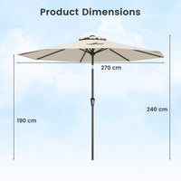 2.7m Patio Umbrella, Outdoor Heavy Duty Market Umbrella w/ Push Button Tilt