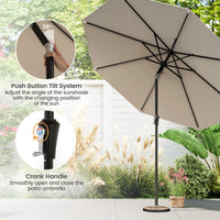 2.7m Patio Umbrella, Outdoor Heavy Duty Market Umbrella w/ Push Button Tilt