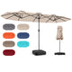 4 M Double-sided Patio Umbrella, Extra Large Twin Table Umbrella w/Crank Handle