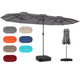 4 M Double-sided Patio Umbrella, Extra Large Twin Table Umbrella w/Crank Handle