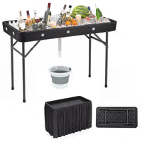 4 FT Folding Ice Table, Portable Outdoor Cooler Table with Drain