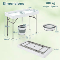 4 FT Folding Ice Table, Portable Outdoor Cooler Table with Drain