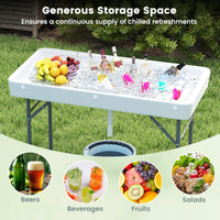 4 FT Folding Ice Table, Portable Outdoor Cooler Table with Drain