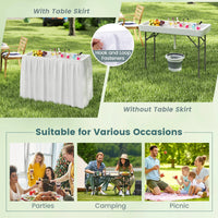 4 FT Folding Ice Table, Portable Outdoor Cooler Table with Drain