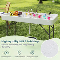 4 FT Folding Ice Table, Portable Outdoor Cooler Table with Drain