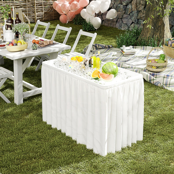 4 FT Folding Ice Table, Portable Outdoor Cooler Table with Drain