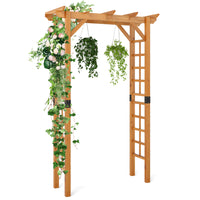 215 cm Garden Arch Wooden Arbor, Outdoor Wood Trellis for Climbing Plants