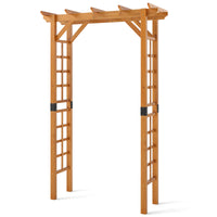 215 cm Garden Arch Wooden Arbor, Outdoor Wood Trellis for Climbing Plants