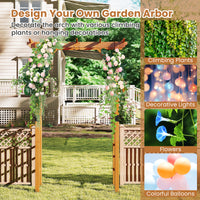 215 cm Garden Arch Wooden Arbor, Outdoor Wood Trellis for Climbing Plants