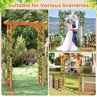 215 cm Garden Arch Wooden Arbor, Outdoor Wood Trellis for Climbing Plants