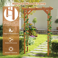 215 cm Garden Arch Wooden Arbor, Outdoor Wood Trellis for Climbing Plants