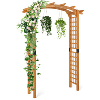 229 cm Garden Arch Wooden Arbor, Outdoor Wood Trellis for Climbing Plants