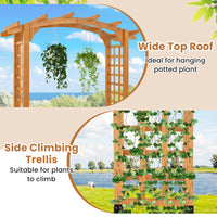 229 cm Garden Arch Wooden Arbor, Outdoor Wood Trellis for Climbing Plants