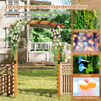 229 cm Garden Arch Wooden Arbor, Outdoor Wood Trellis for Climbing Plants