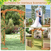 229 cm Garden Arch Wooden Arbor, Outdoor Wood Trellis for Climbing Plants