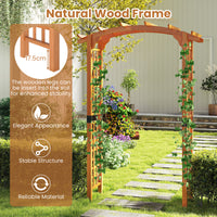 229 cm Garden Arch Wooden Arbor, Outdoor Wood Trellis for Climbing Plants