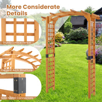 229 cm Garden Arch Wooden Arbor, Outdoor Wood Trellis for Climbing Plants