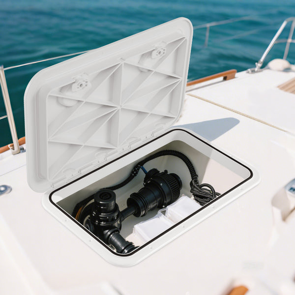 60.5 x 35.5 cm (L x W) Boat Hatch, Marine Deck Access Hatch w/ 180°Lid Hinge & Non-Slip Surface