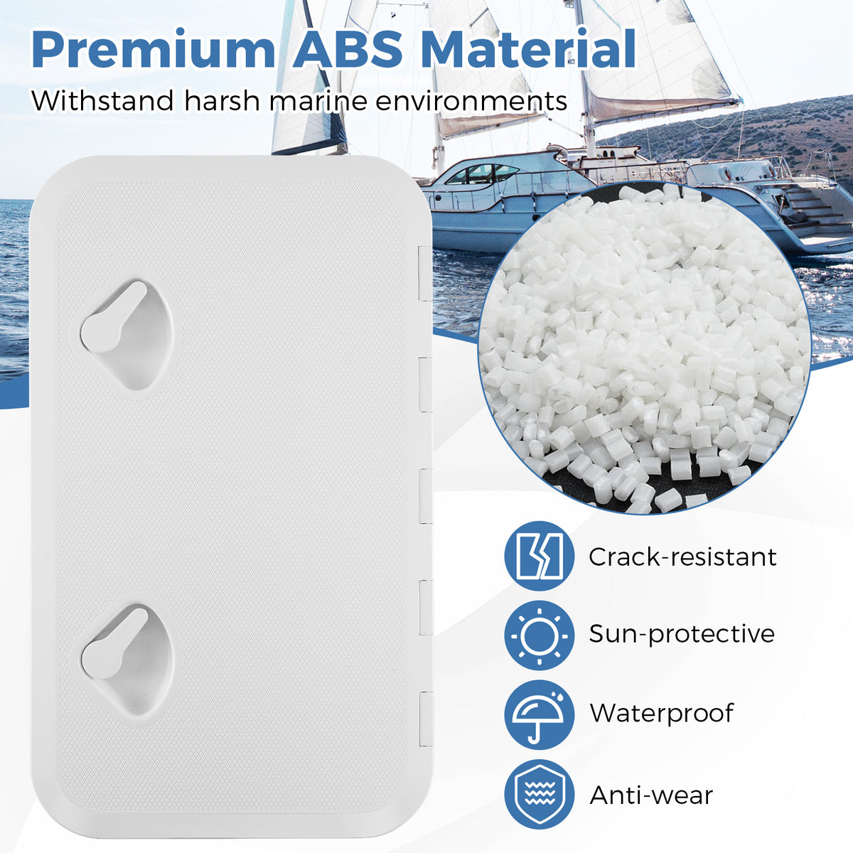 60.5 x 35.5 cm (L x W) Boat Hatch, Marine Deck Access Hatch w/ 180°Lid Hinge & Non-Slip Surface