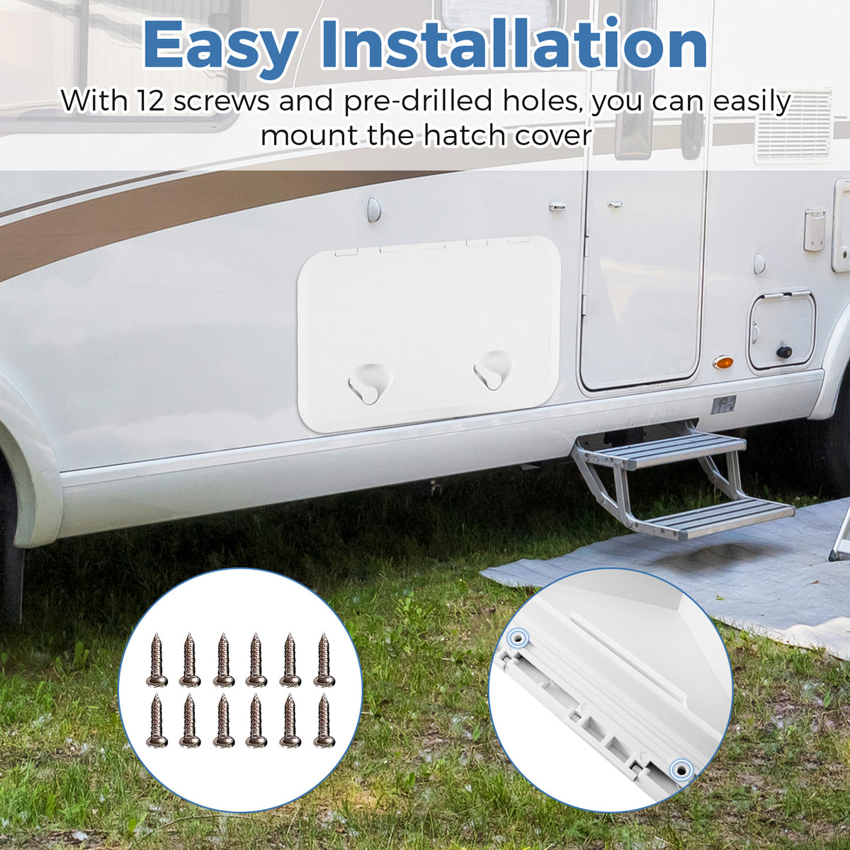 60.5 x 35.5 cm (L x W) Boat Hatch, Marine Deck Access Hatch w/ 180°Lid Hinge & Non-Slip Surface