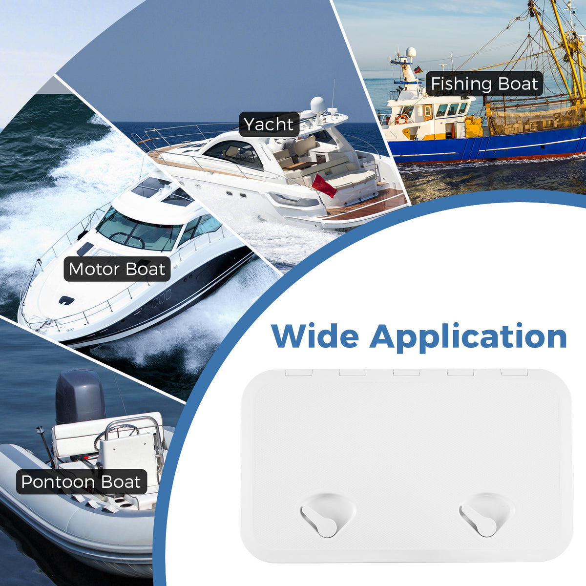 60.5 x 35.5 cm (L x W) Boat Hatch, Marine Deck Access Hatch w/ 180°Lid Hinge & Non-Slip Surface