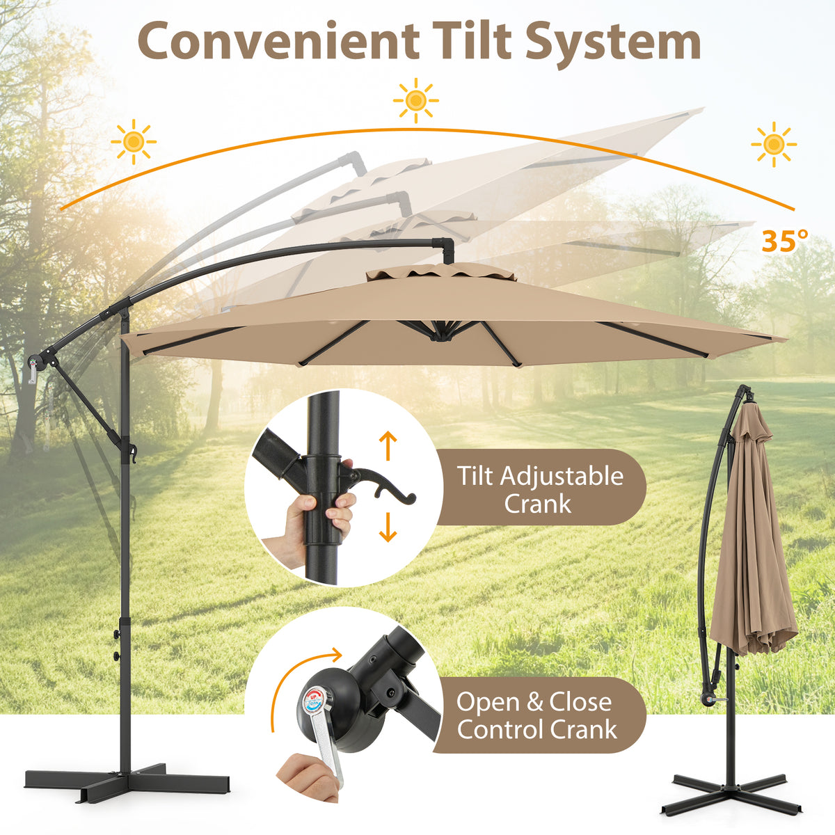 3M Patio Offset Umbrella w/8 Ribs