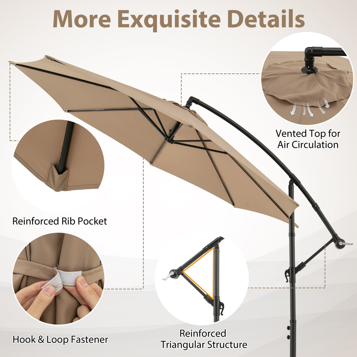 3M Patio Offset Umbrella w/8 Ribs