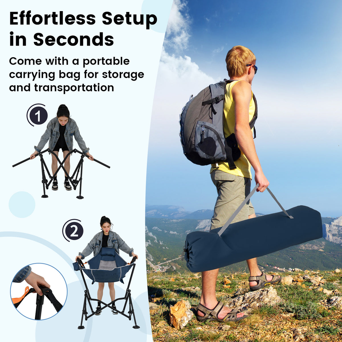 Oversized Hammock Camping Chair, Foldable Swing Chair for Adults
