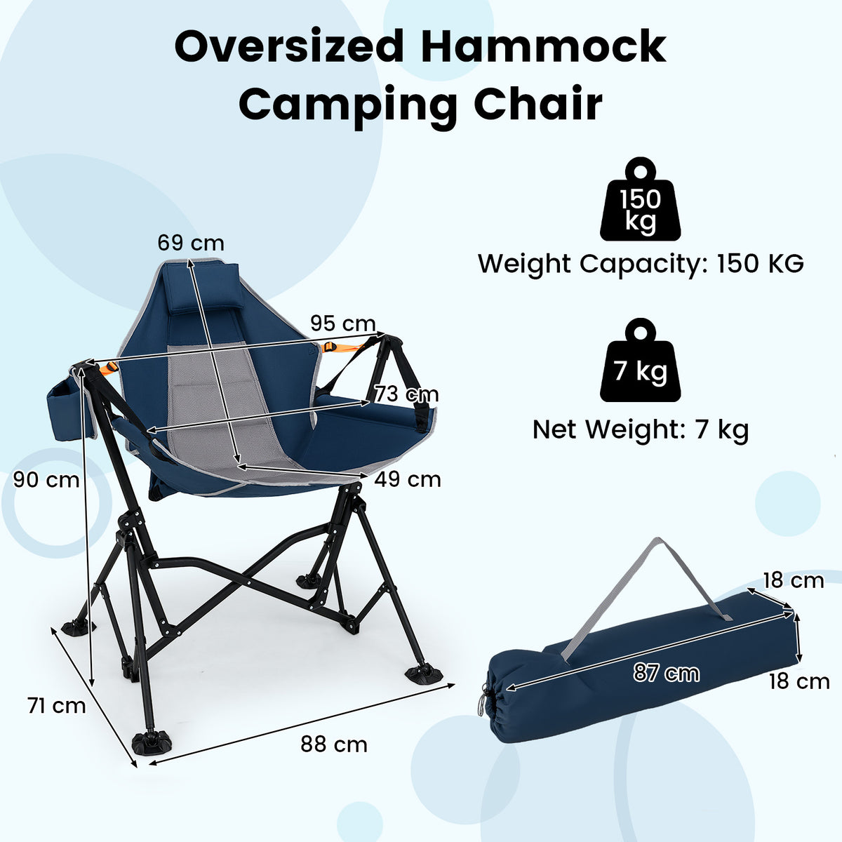 Oversized Hammock Camping Chair, Foldable Swing Chair for Adults