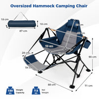 Oversized Hammock Camping Chair with Footrest, Foldable Swing Chair for Adults