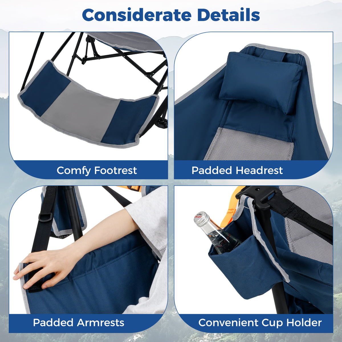 Oversized Hammock Camping Chair with Footrest, Foldable Swing Chair for Adults