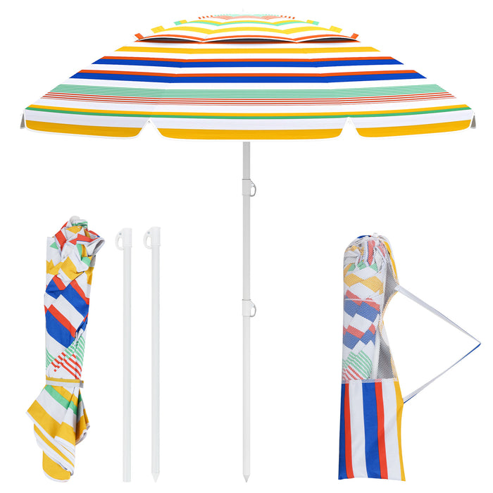 2m Beach Umbrella, UPF50+ Sun Protection Portable Outdoor Sunshade Parasol