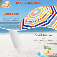 2m Beach Umbrella, UPF50+ Sun Protection Portable Outdoor Sunshade Parasol
