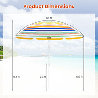 2m Beach Umbrella, UPF50+ Sun Protection Portable Outdoor Sunshade Parasol