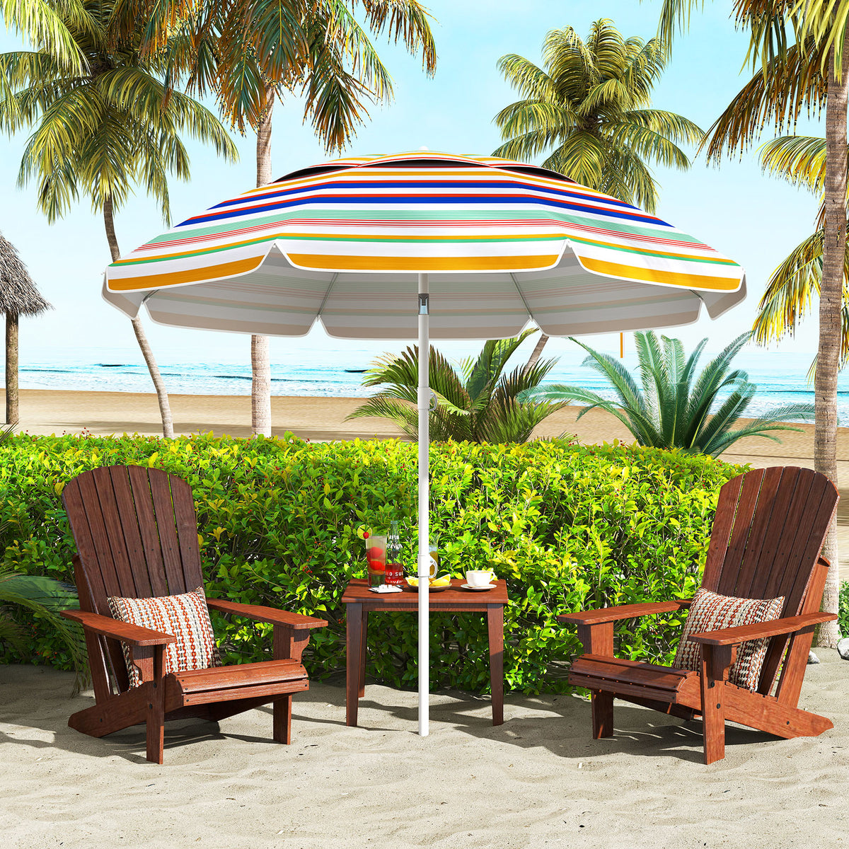 2m Beach Umbrella, UPF50+ Sun Protection Portable Outdoor Sunshade Parasol