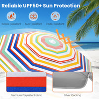 2m Beach Umbrella, UPF50+ Sun Protection Portable Outdoor Sunshade Parasol