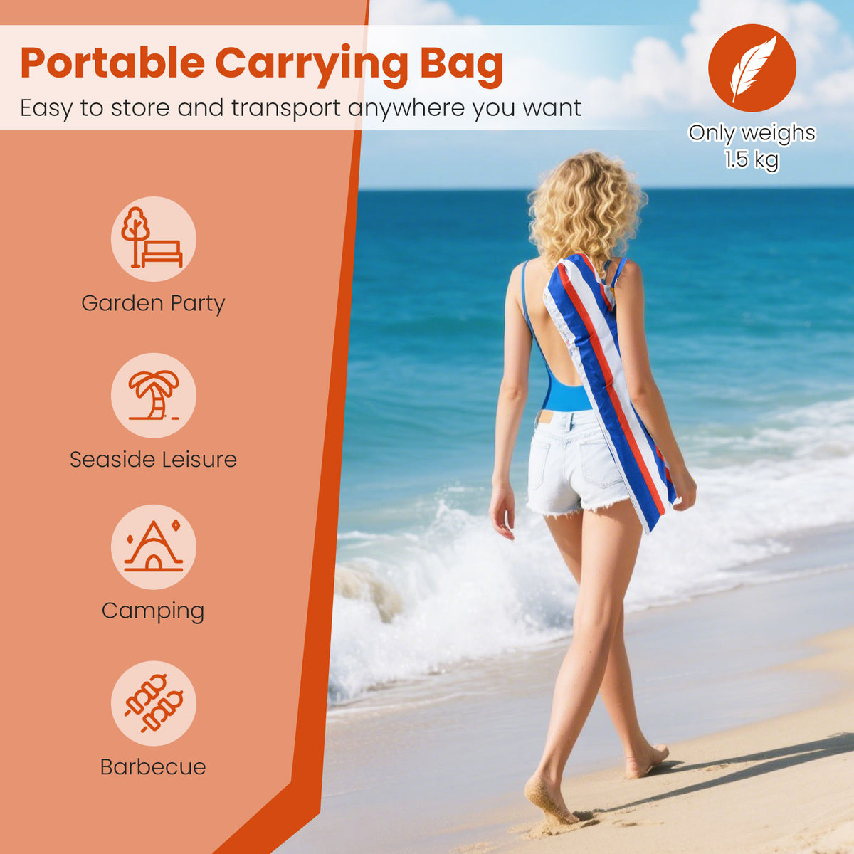 2m Beach Umbrella, UPF50+ Sun Protection Portable Outdoor Sunshade Parasol