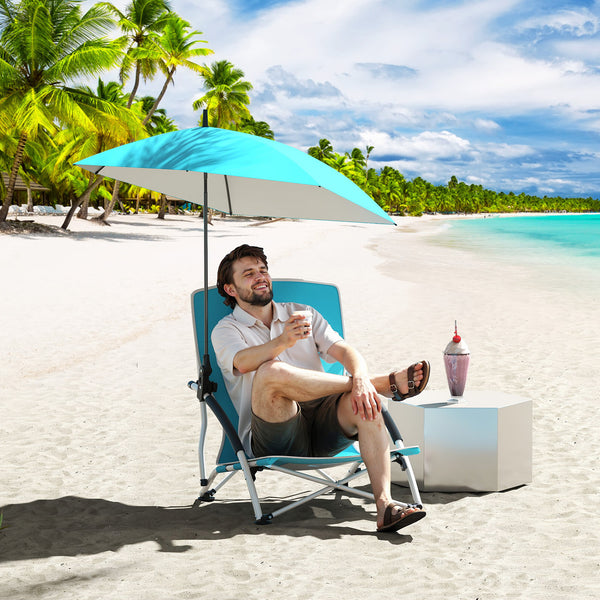 Beach Umbrella Chair for Adults, Foldable Low Seat Camping Chair