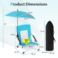 Beach Umbrella Chair for Adults, Foldable Low Seat Camping Chair