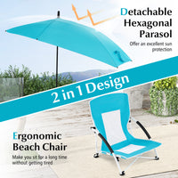 Beach Umbrella Chair for Adults, Foldable Low Seat Camping Chair