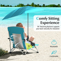 Beach Umbrella Chair for Adults, Foldable Low Seat Camping Chair