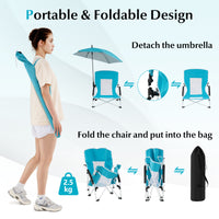 Beach Umbrella Chair for Adults, Foldable Low Seat Camping Chair