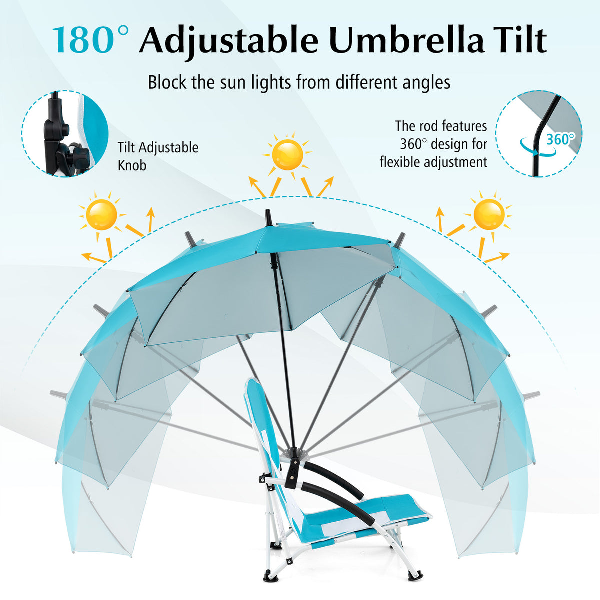 Beach Umbrella Chair for Adults, Foldable Low Seat Camping Chair
