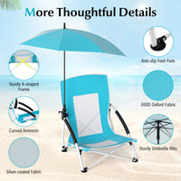 Beach Umbrella Chair for Adults, Foldable Low Seat Camping Chair