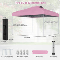 3 x 3M 1-Person Setup Pop up Canopy Tent, Foldable Outdoor Patio Shelter