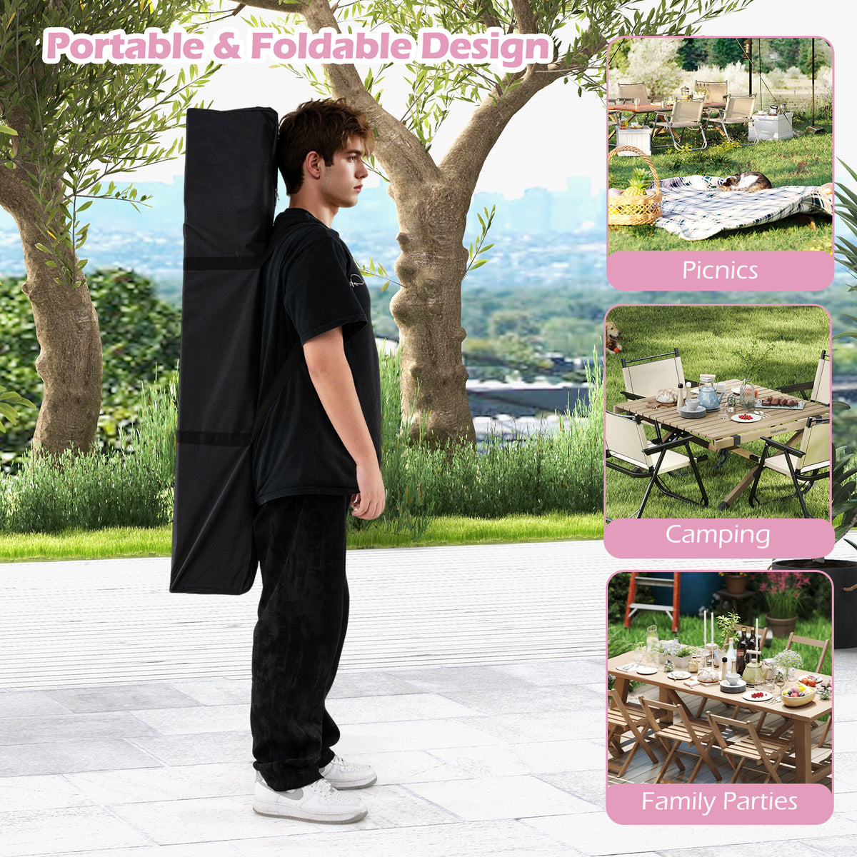 3 x 3M 1-Person Setup Pop up Canopy Tent, Foldable Outdoor Patio Shelter