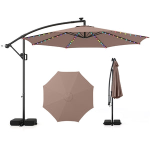 3 m Solar Offset Hanging Umbrella w/Base