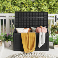 380L Resin Deck Box, Outdoor Waterproof Storage Bench